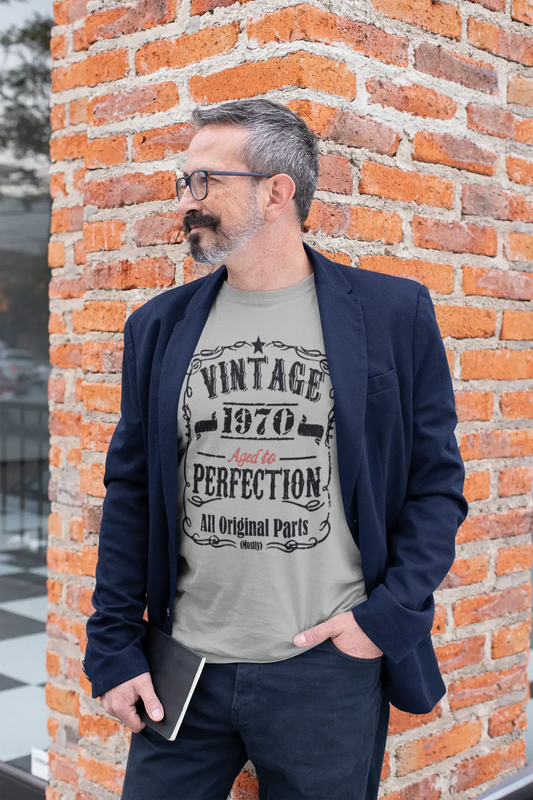 1970 Vintage Aged to Perfection Men's T-shirt Grey Birthday Gift 00489