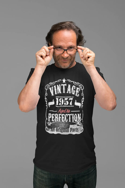 1957 Vintage Aged to Perfection Men's T-shirt Black Birthday Gift 00144 00490