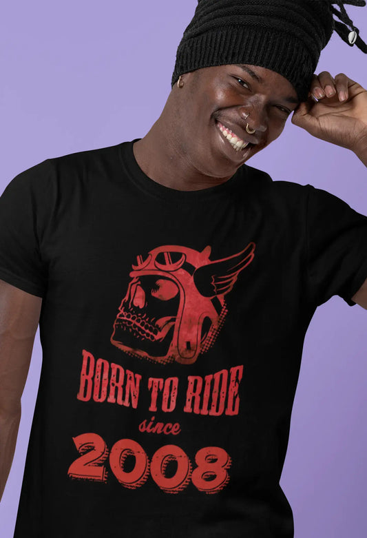 2008, Born to Ride Since 2008 Men's T-shirt Black Birthday Gift 00493