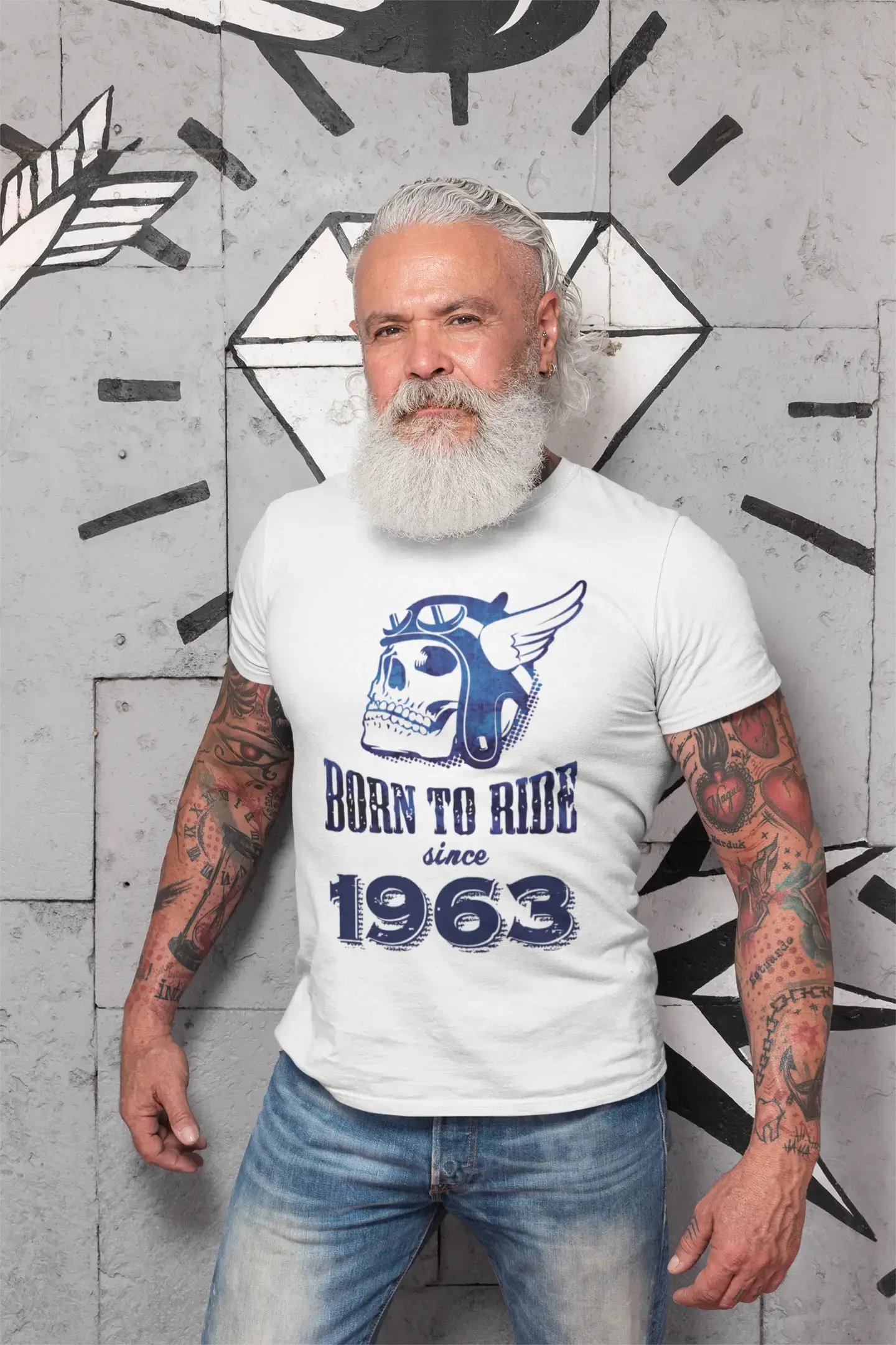 1963, Born to Ride Since 1963 Men's T-shirt White Birthday Gift 00494