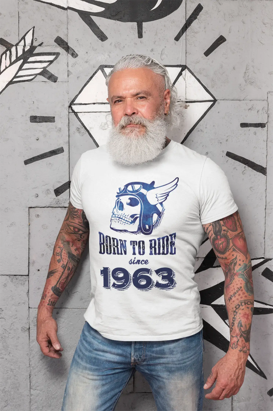 1963, Born to Ride Since 1963 Men's T-shirt White Birthday Gift 00494