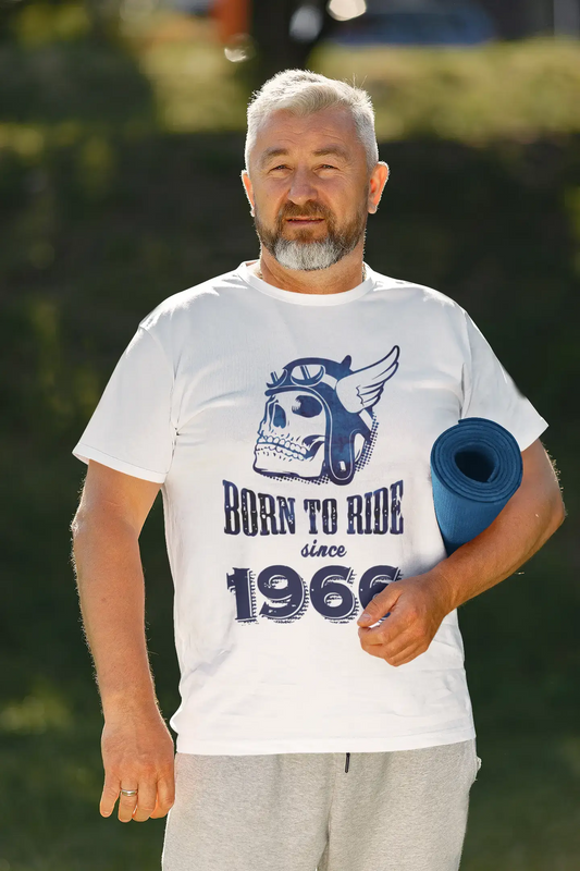 1966, Born to Ride Since 1966 Men's T-shirt White Birthday Gift 00494
