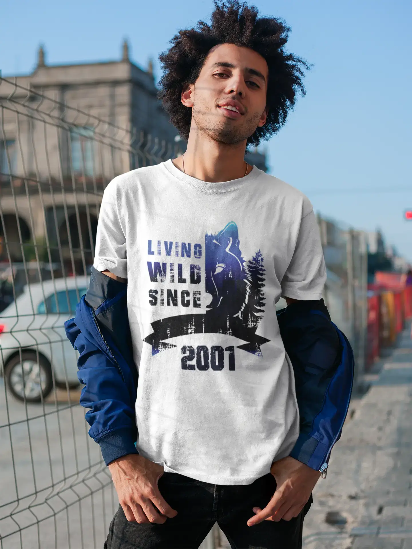 2001, Living Wild Since 2001 Men's T-shirt White Birthday Gift 00508