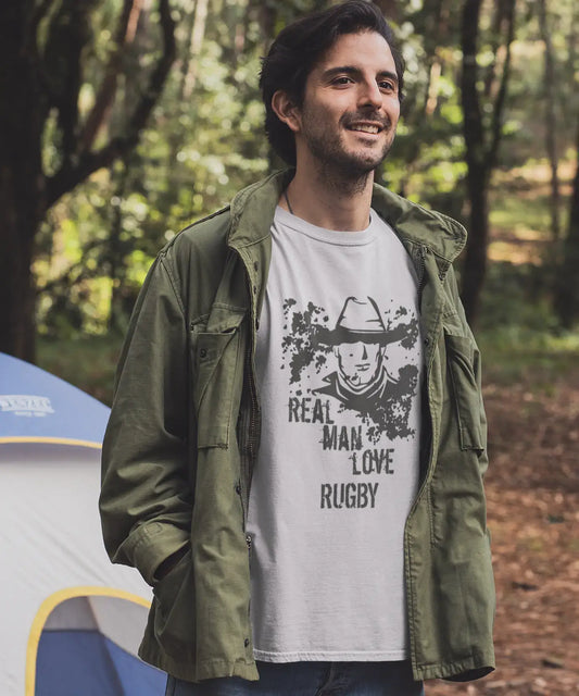 Rugby, Real Men Love Rugby Men's T shirt Grey Birthday Gift 00540