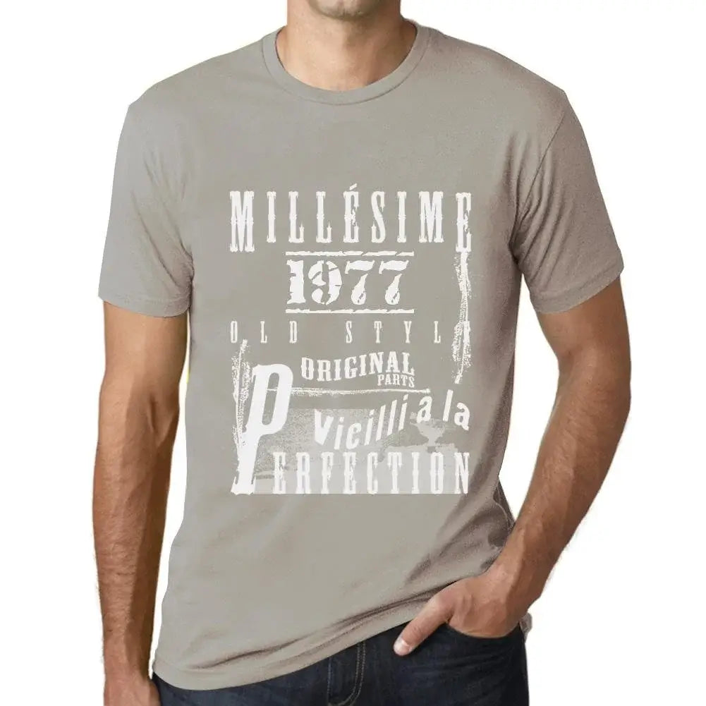 Men's Graphic T-Shirt Vintage Aged to Perfection 1977 – Millésime Vieilli à la Perfection 1977 – 47th Birthday Anniversary 47 Year Old Gift 1977 Vintage Eco-Friendly Short Sleeve Novelty Tee