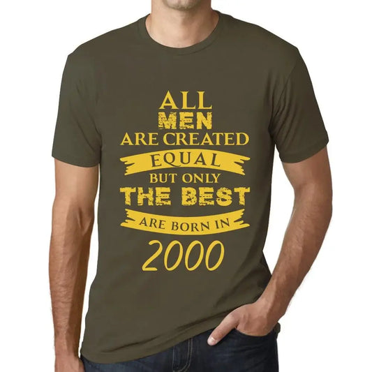 Men's Graphic T-Shirt All Men Are Created Equal but Only the Best Are Born in 2000 24th Birthday Anniversary 24 Year Old Gift 2000 Vintage Eco-Friendly Short Sleeve Novelty Tee