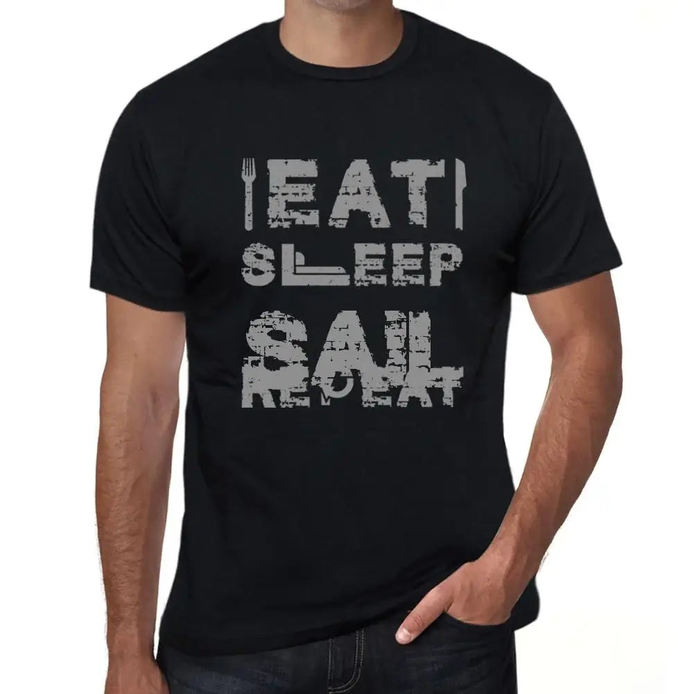 Men's Graphic T-Shirt Eat Sleep Sail Repeat Eco-Friendly Limited Edition Short Sleeve Tee-Shirt Vintage Birthday Gift Novelty