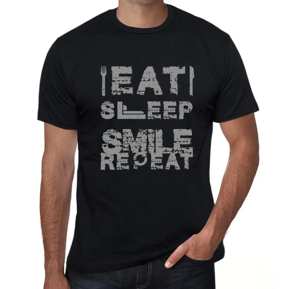 Men's Graphic T-Shirt Eat Sleep Smile Repeat Eco-Friendly Limited Edition Short Sleeve Tee-Shirt Vintage Birthday Gift Novelty