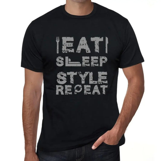 Men's Graphic T-Shirt Eat Sleep Style Repeat Eco-Friendly Limited Edition Short Sleeve Tee-Shirt Vintage Birthday Gift Novelty