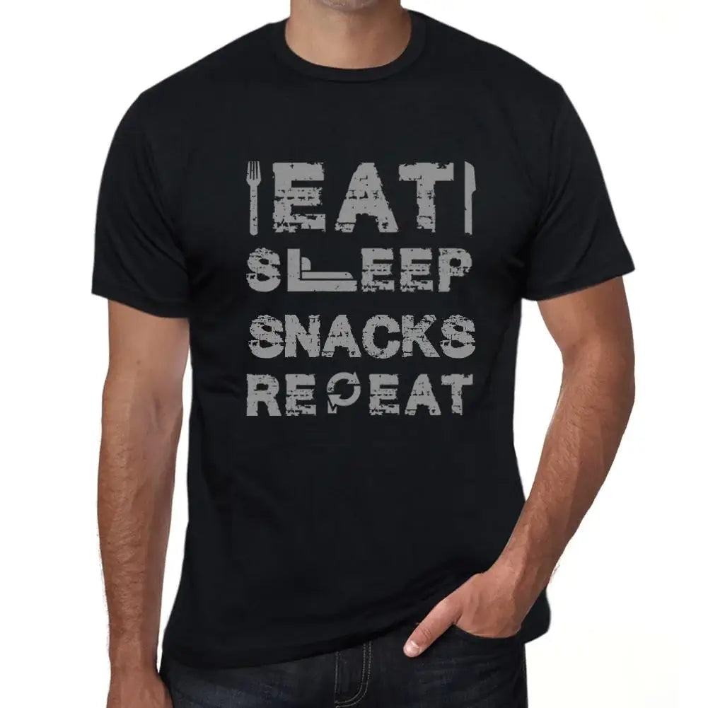 Men's Graphic T-Shirt Eat Sleep Snacks Repeat Eco-Friendly Limited Edition Short Sleeve Tee-Shirt Vintage Birthday Gift Novelty