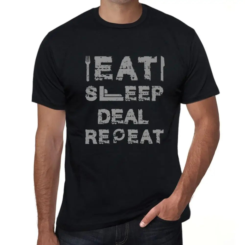 Men's Graphic T-Shirt Eat Sleep Deal Repeat Eco-Friendly Limited Edition Short Sleeve Tee-Shirt Vintage Birthday Gift Novelty