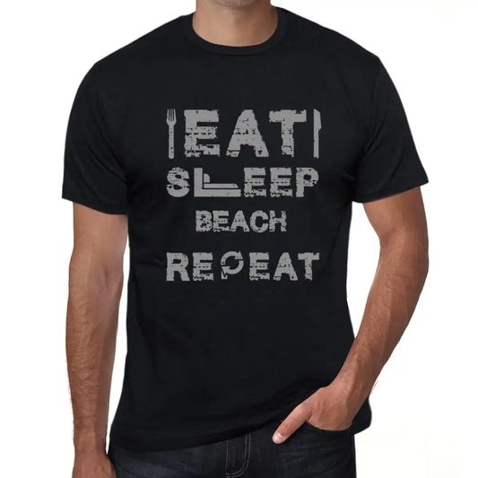 Men's Graphic T-Shirt Eat Sleep Beach Repeat Eco-Friendly Limited Edition Short Sleeve Tee-Shirt Vintage Birthday Gift Novelty