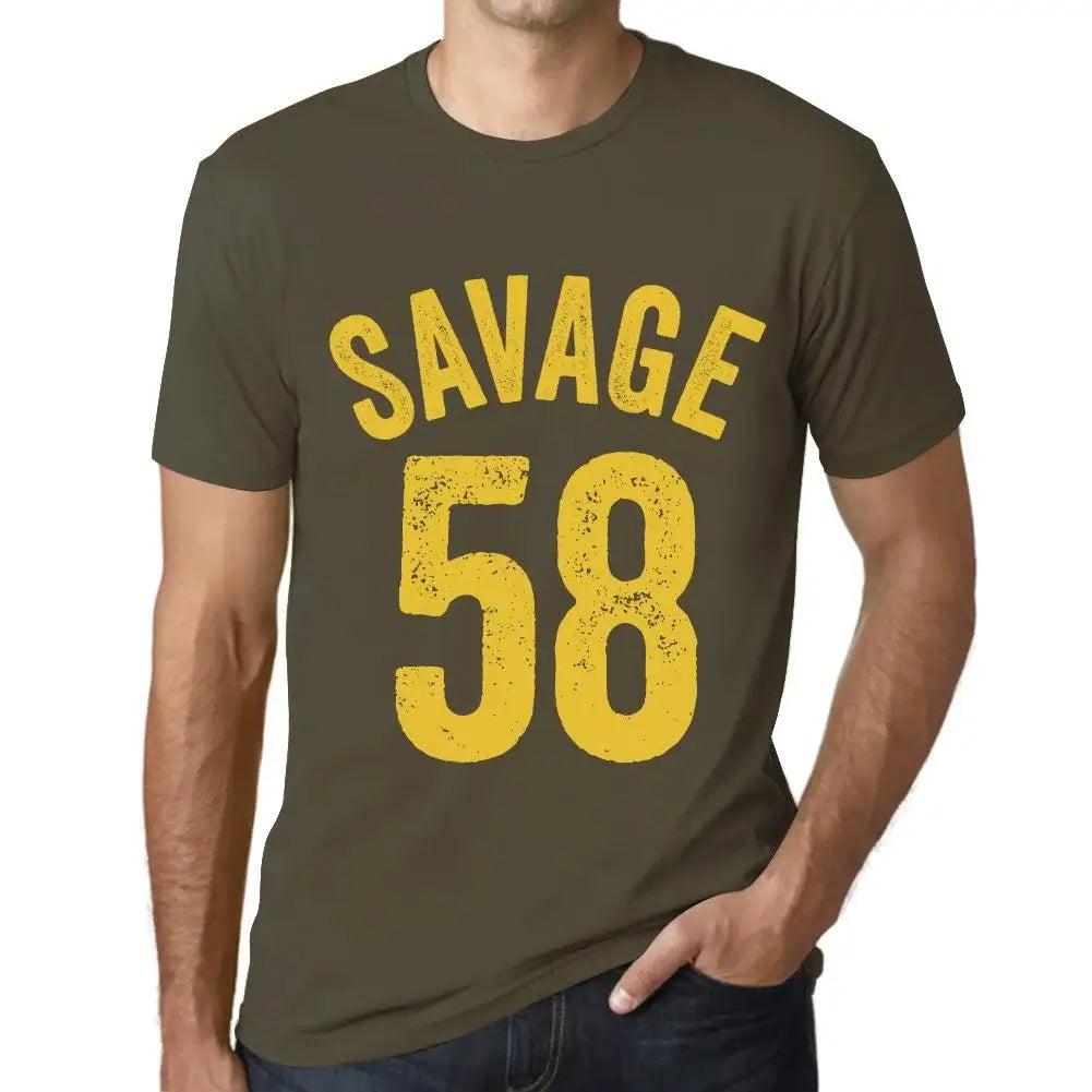 Men's Graphic T-Shirt Savage 58 58th Birthday Anniversary 58 Year Old Gift 1966 Vintage Eco-Friendly Short Sleeve Novelty Tee