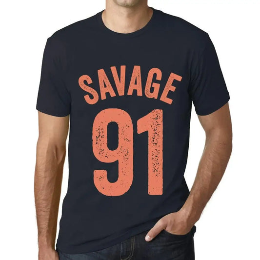 Men's Graphic T-Shirt Savage 91 91st Birthday Anniversary 91 Year Old Gift 1933 Vintage Eco-Friendly Short Sleeve Novelty Tee