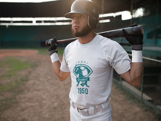 Men's Vintage Tee Shirt Graphic T shirt Baseball Since 1950 Vintage White Round Neck