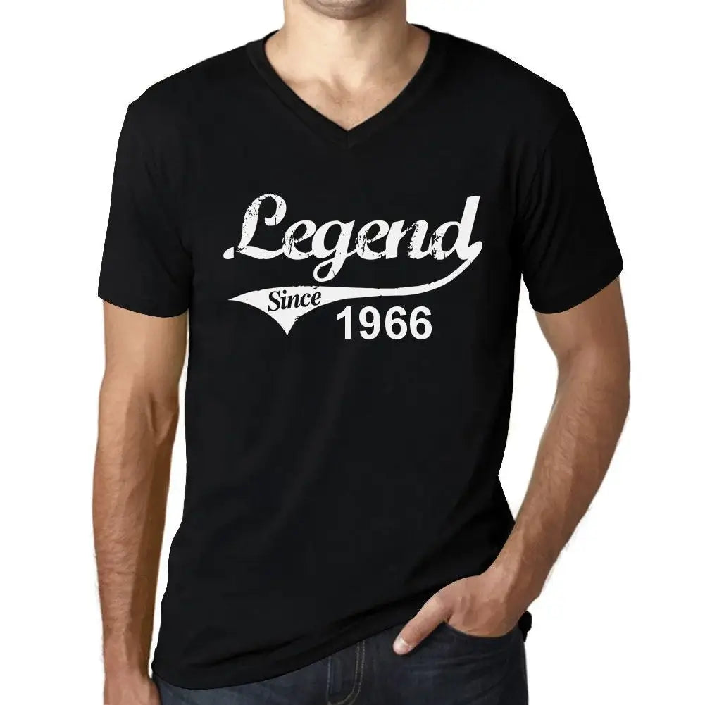 Men's Graphic T-Shirt V Neck Legend Since 1966 58th Birthday Anniversary 58 Year Old Gift 1966 Vintage Eco-Friendly Short Sleeve Novelty Tee