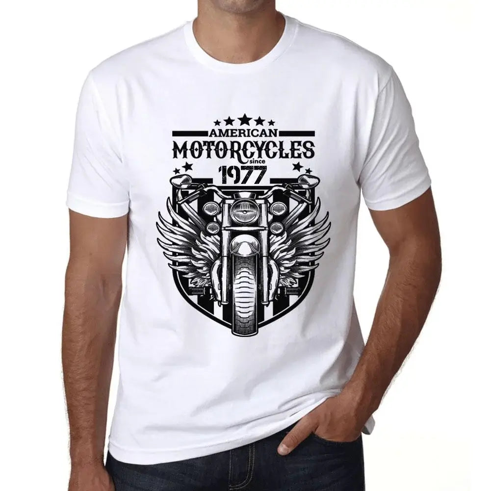 Men's Graphic T-Shirt Motorcycles Since 1977 47th Birthday Anniversary 47 Year Old Gift 1977 Vintage Eco-Friendly Short Sleeve Novelty Tee