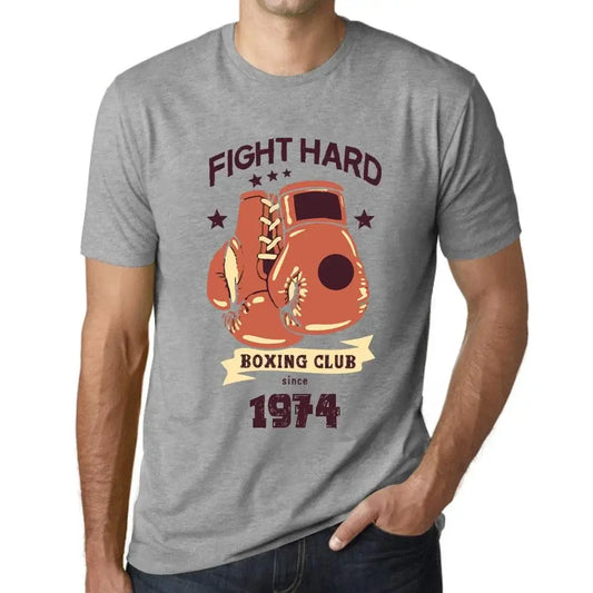 Men's Graphic T-Shirt Boxing Club Fight Hard Since 1974 50th Birthday Anniversary 50 Year Old Gift 1974 Vintage Eco-Friendly Short Sleeve Novelty Tee
