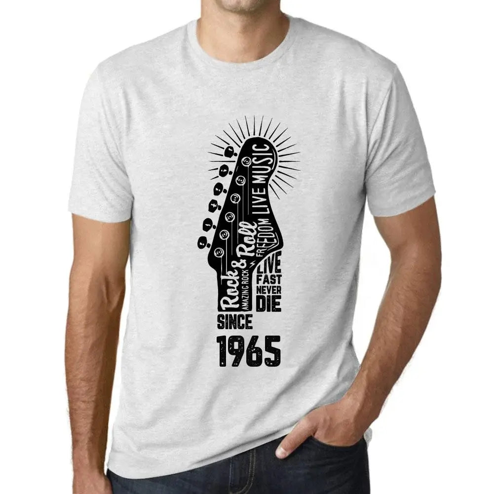 Men's Graphic T-Shirt Live Fast, Never Die Guitar and Rock & Roll Since 1965 59th Birthday Anniversary 59 Year Old Gift 1965 Vintage Eco-Friendly Short Sleeve Novelty Tee