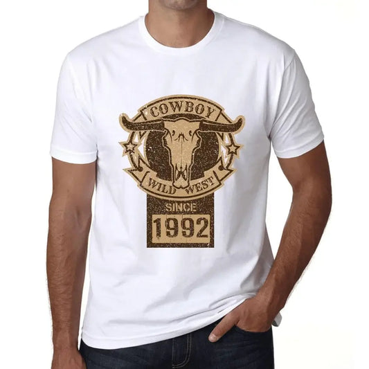Men's Graphic T-Shirt Wild West Cowboy Since 1992 32nd Birthday Anniversary 32 Year Old Gift 1992 Vintage Eco-Friendly Short Sleeve Novelty Tee