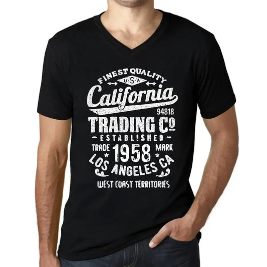 Men's Graphic T-Shirt V Neck California Trading Since 1958 66th Birthday Anniversary 66 Year Old Gift 1958 Vintage Eco-Friendly Short Sleeve Novelty Tee