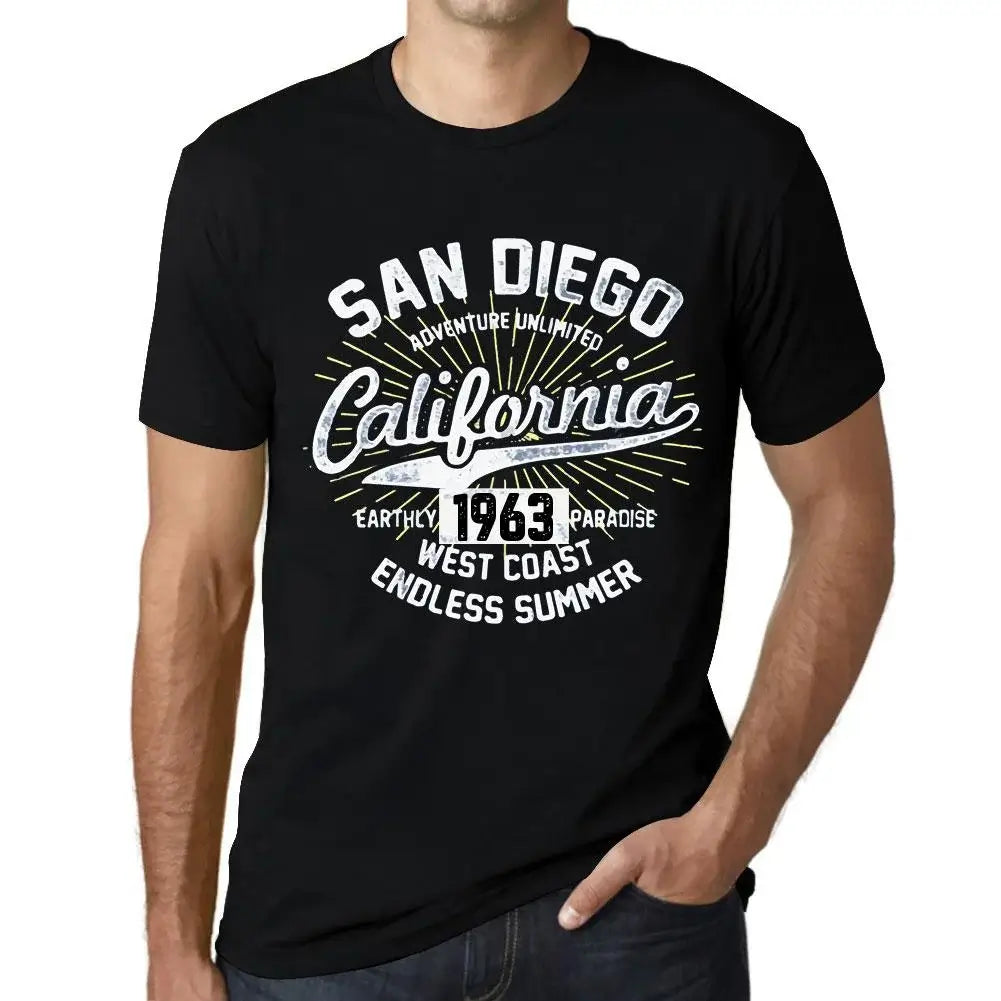 Men's Graphic T-Shirt San Diego California Endless Summer 1963 61st Birthday Anniversary 61 Year Old Gift 1963 Vintage Eco-Friendly Short Sleeve Novelty Tee