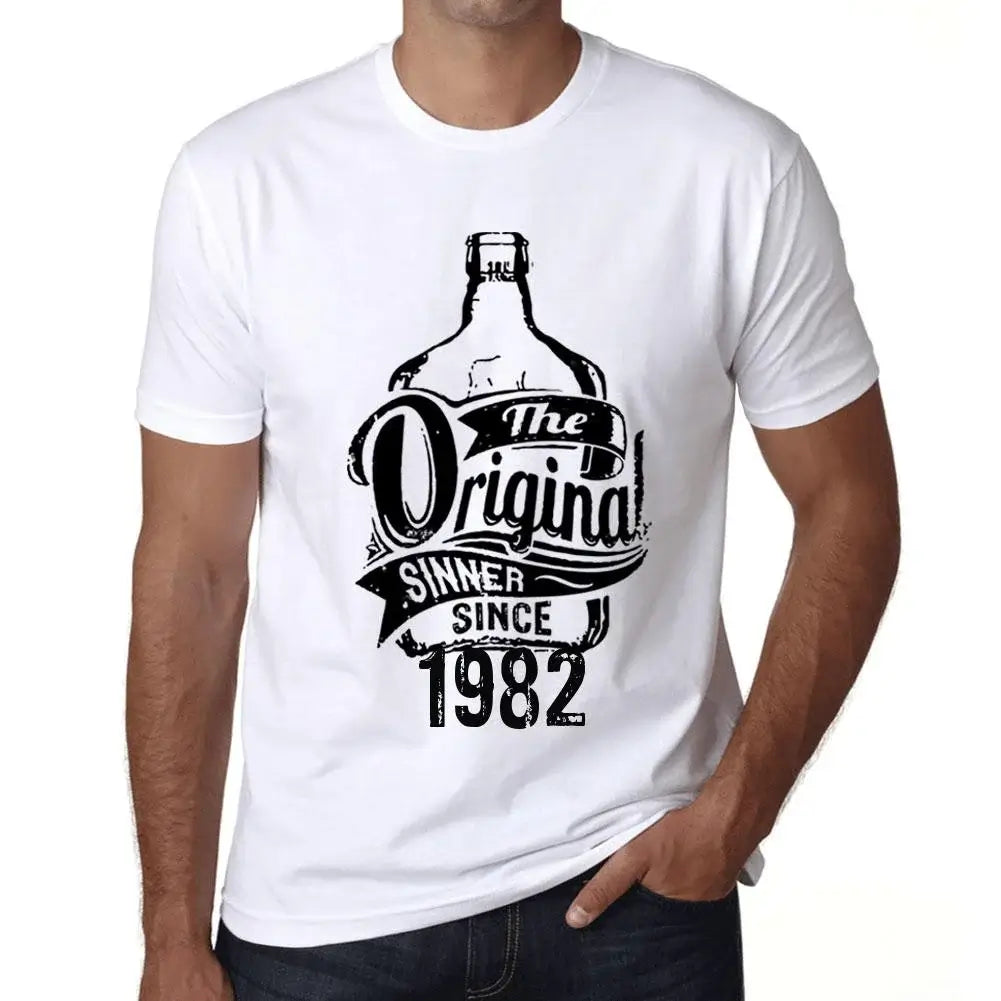 Men's Graphic T-Shirt The Original Sinner Since 1982 42nd Birthday Anniversary 42 Year Old Gift 1982 Vintage Eco-Friendly Short Sleeve Novelty Tee