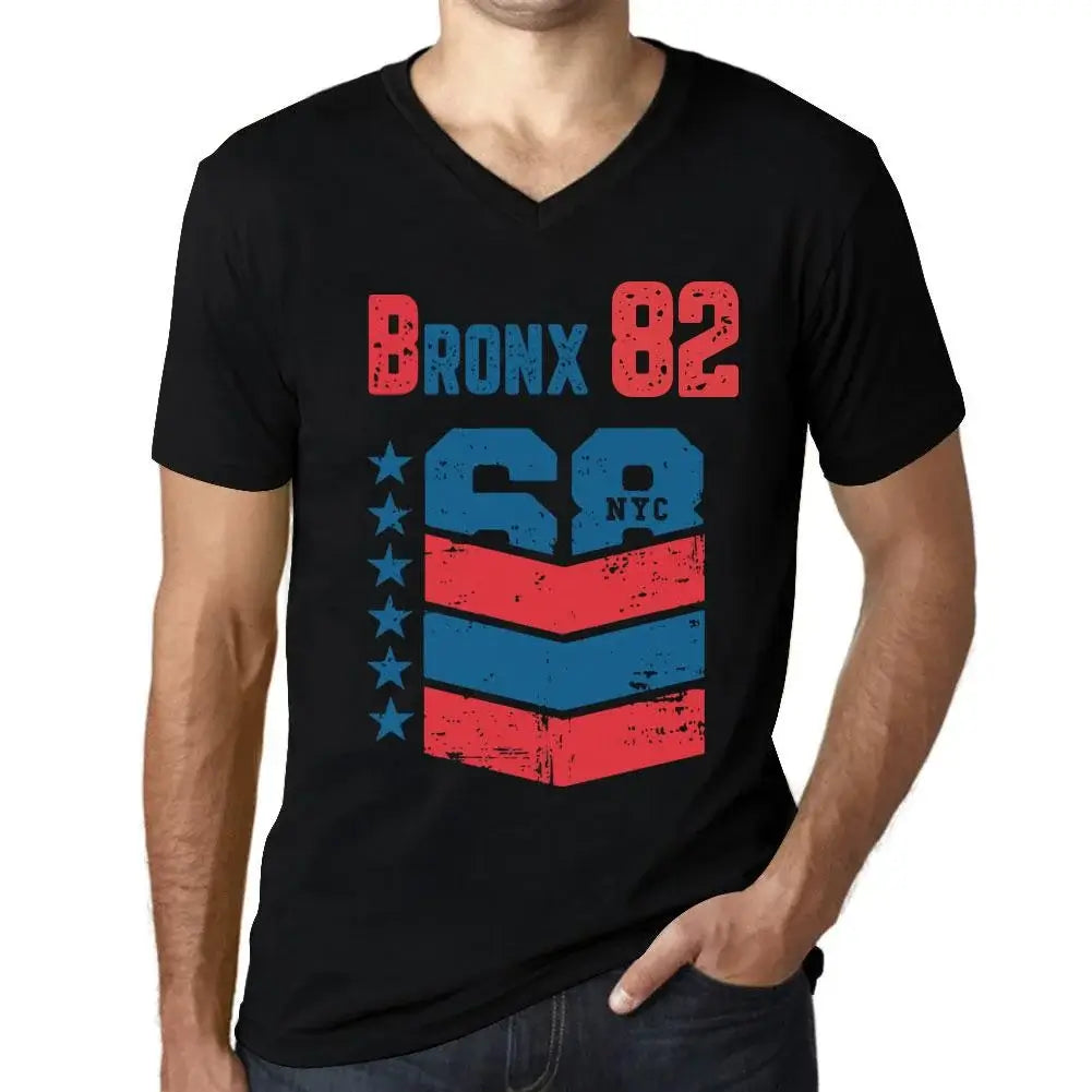 Men's Graphic T-Shirt V Neck Bronx 82 82nd Birthday Anniversary 82 Year Old Gift 1942 Vintage Eco-Friendly Short Sleeve Novelty Tee