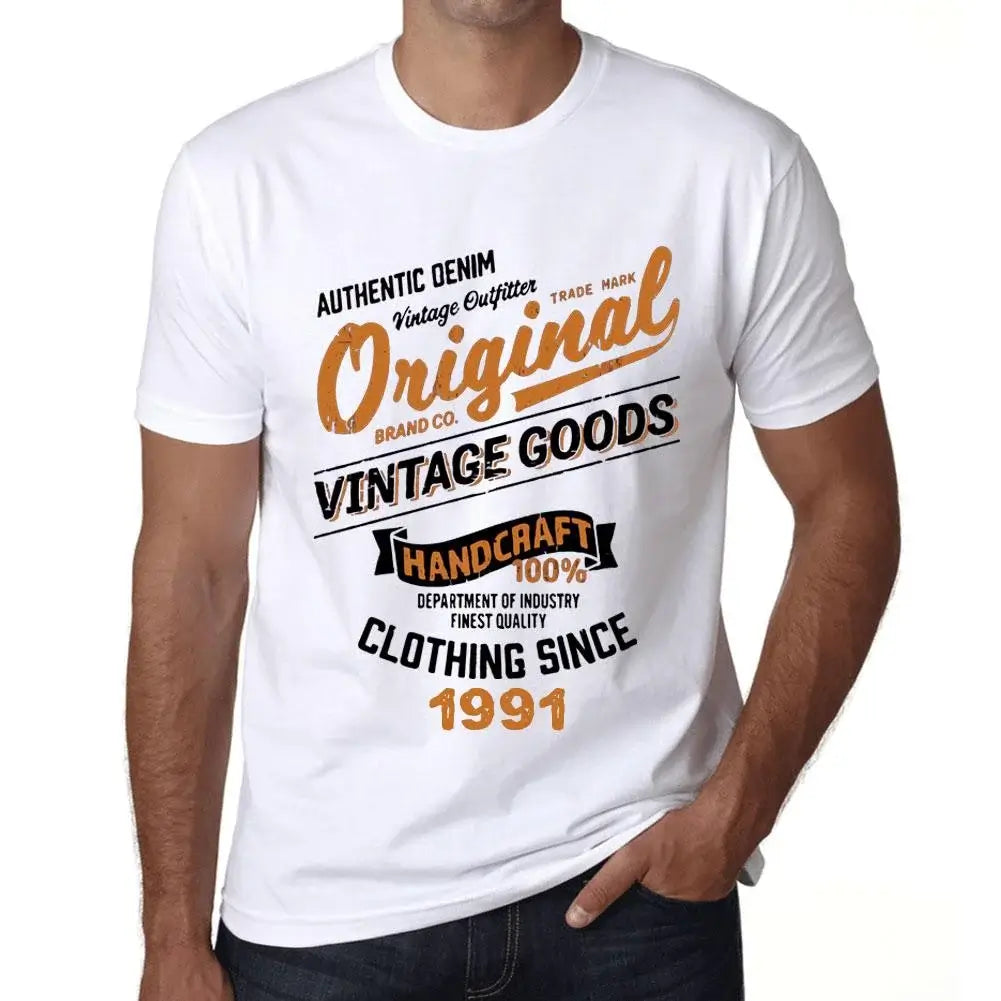 Men's Graphic T-Shirt Original Vintage Clothing Since 1991 33rd Birthday Anniversary 33 Year Old Gift 1991 Vintage Eco-Friendly Short Sleeve Novelty Tee