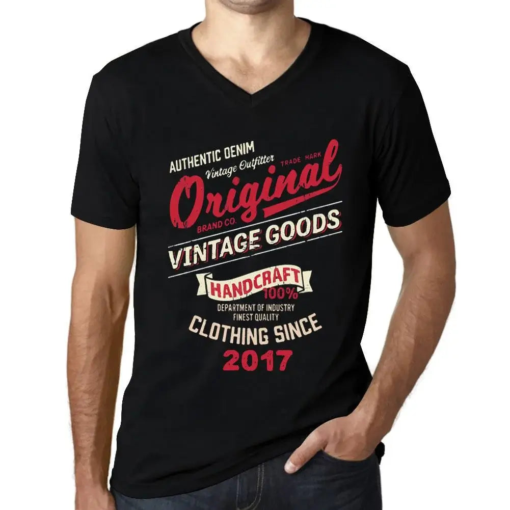 Men's Graphic T-Shirt V Neck Original Vintage Clothing Since 2017 7th Birthday Anniversary 7 Year Old Gift 2017 Vintage Eco-Friendly Short Sleeve Novelty Tee