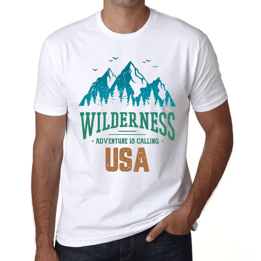 Men's Graphic T-Shirt Wilderness, Adventure Is Calling Usa Eco-Friendly Limited Edition Short Sleeve Tee-Shirt Vintage Birthday Gift Novelty