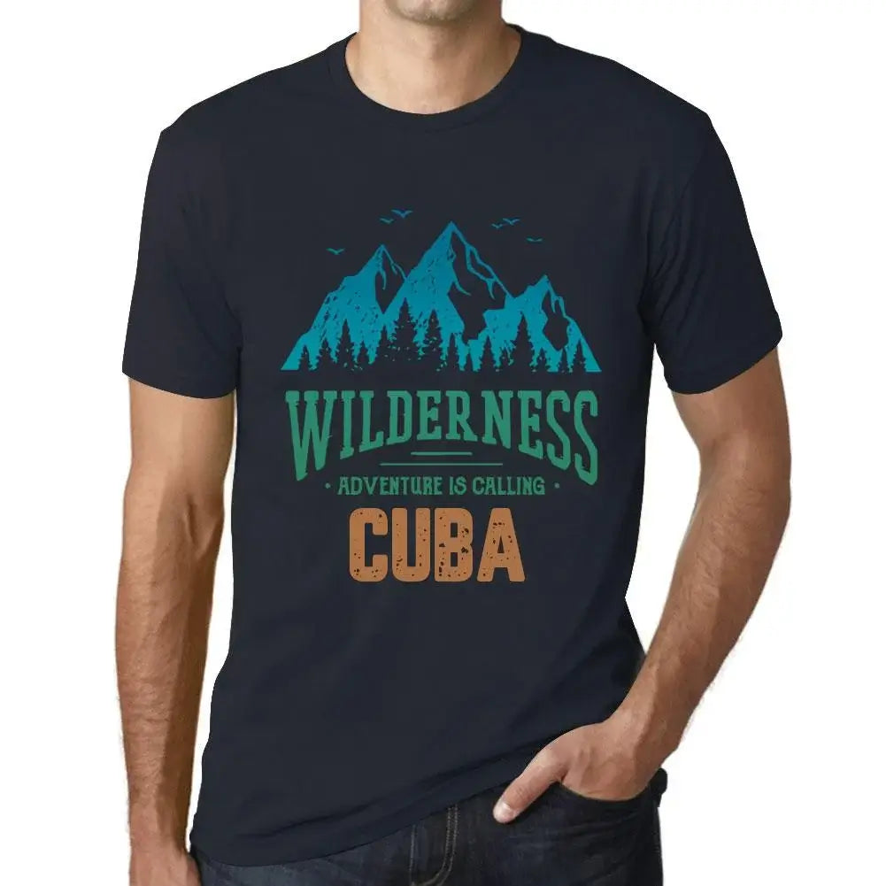 Men's Graphic T-Shirt Wilderness, Adventure Is Calling Cuba Eco-Friendly Limited Edition Short Sleeve Tee-Shirt Vintage Birthday Gift Novelty