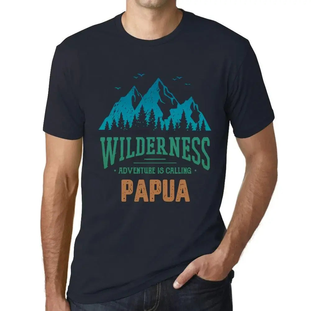 Men's Graphic T-Shirt Wilderness, Adventure Is Calling Papua Eco-Friendly Limited Edition Short Sleeve Tee-Shirt Vintage Birthday Gift Novelty