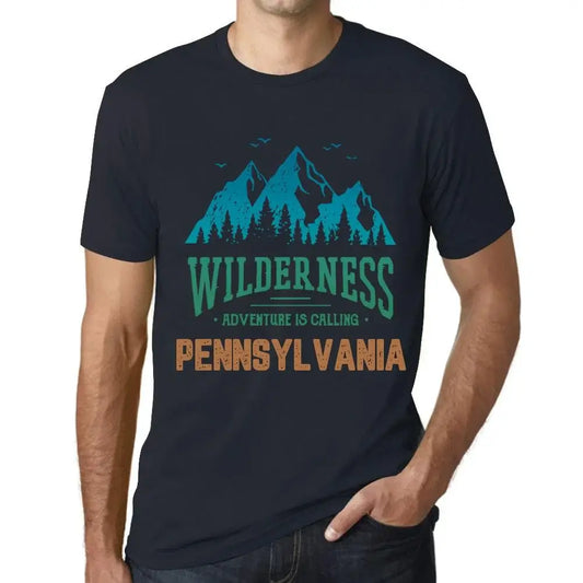 Men's Graphic T-Shirt Wilderness, Adventure Is Calling Pennsylvania Eco-Friendly Limited Edition Short Sleeve Tee-Shirt Vintage Birthday Gift Novelty