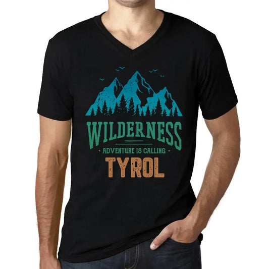 Men's Graphic T-Shirt V Neck Wilderness, Adventure Is Calling Tyrol Eco-Friendly Limited Edition Short Sleeve Tee-Shirt Vintage Birthday Gift Novelty