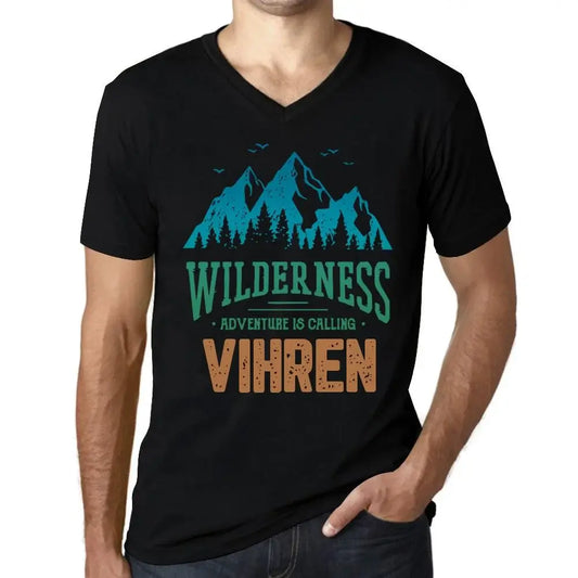 Men's Graphic T-Shirt V Neck Wilderness, Adventure Is Calling Vihren Eco-Friendly Limited Edition Short Sleeve Tee-Shirt Vintage Birthday Gift Novelty