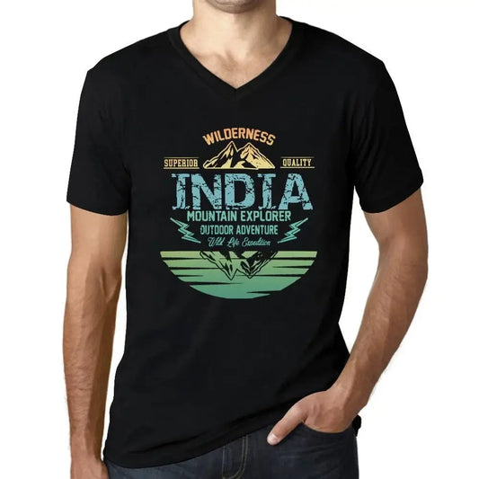 Men's Graphic T-Shirt V Neck Outdoor Adventure, Wilderness, Mountain Explorer India Eco-Friendly Limited Edition Short Sleeve Tee-Shirt Vintage Birthday Gift Novelty