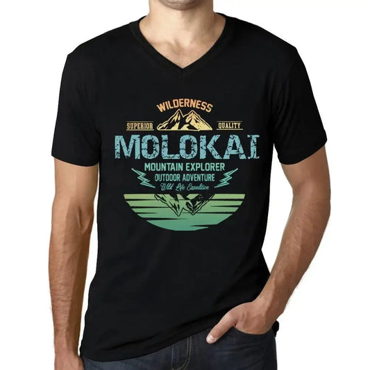 Men's Graphic T-Shirt V Neck Outdoor Adventure, Wilderness, Mountain Explorer Molokai Eco-Friendly Limited Edition Short Sleeve Tee-Shirt Vintage Birthday Gift Novelty