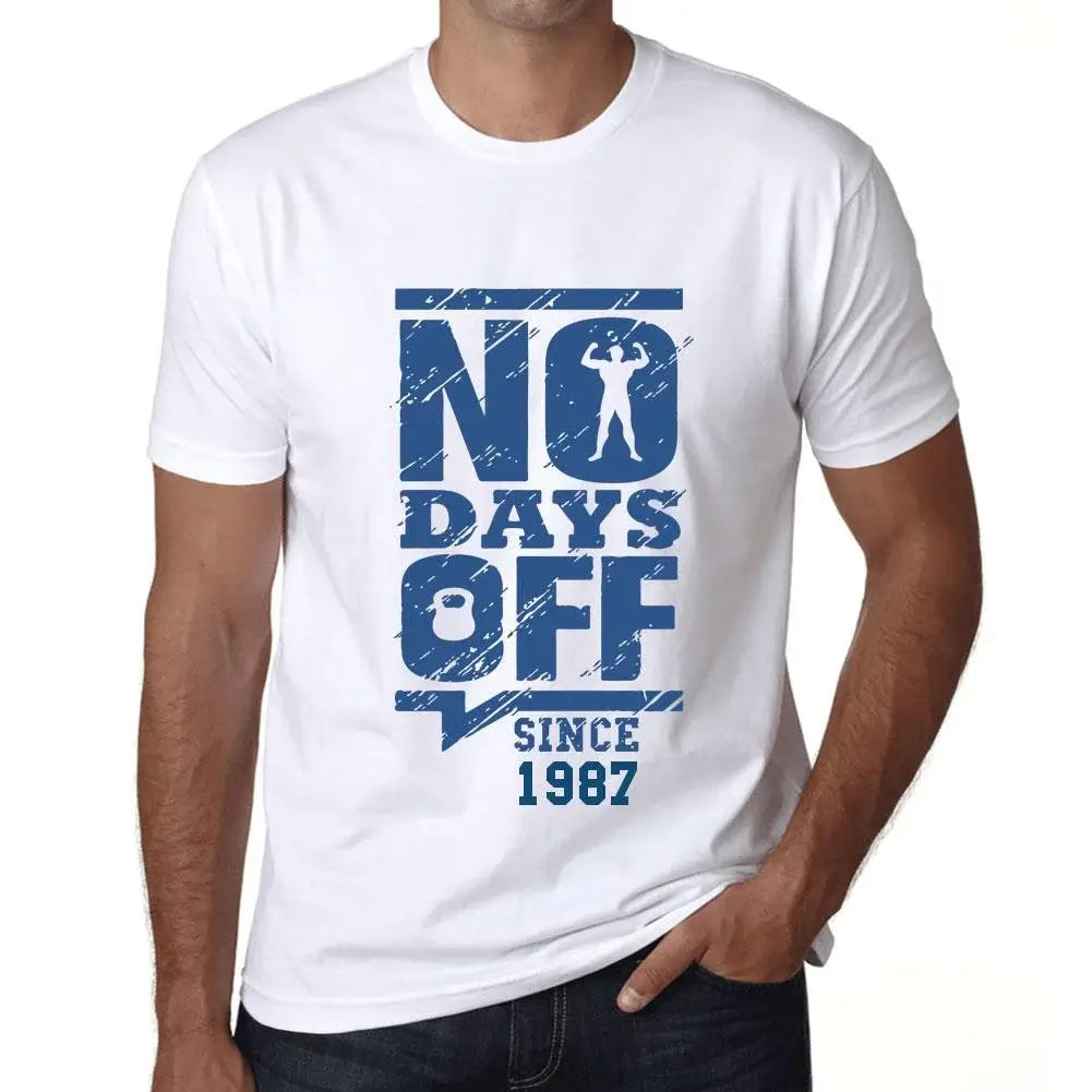 Men's Graphic T-Shirt No Days Off Since 1987 37th Birthday Anniversary 37 Year Old Gift 1987 Vintage Eco-Friendly Short Sleeve Novelty Tee