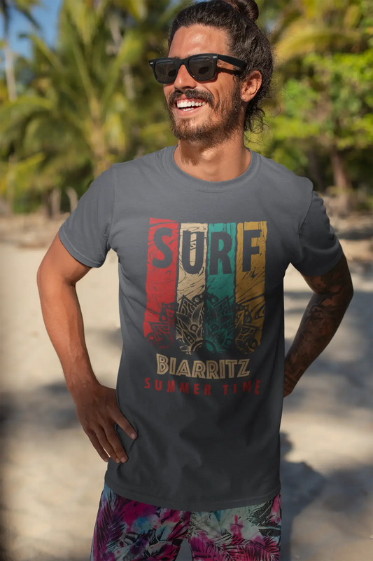 Men's Graphic T-Shirt Surf Summer Time BIARRITZ Mouse Grey