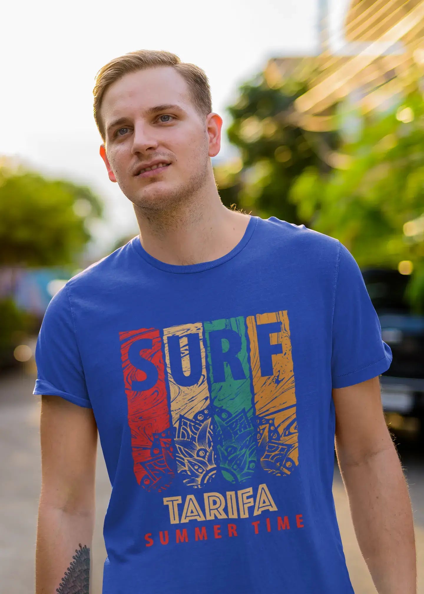 Men's Graphic T-Shirt Surf Summer Time TARIFA Royal Blue