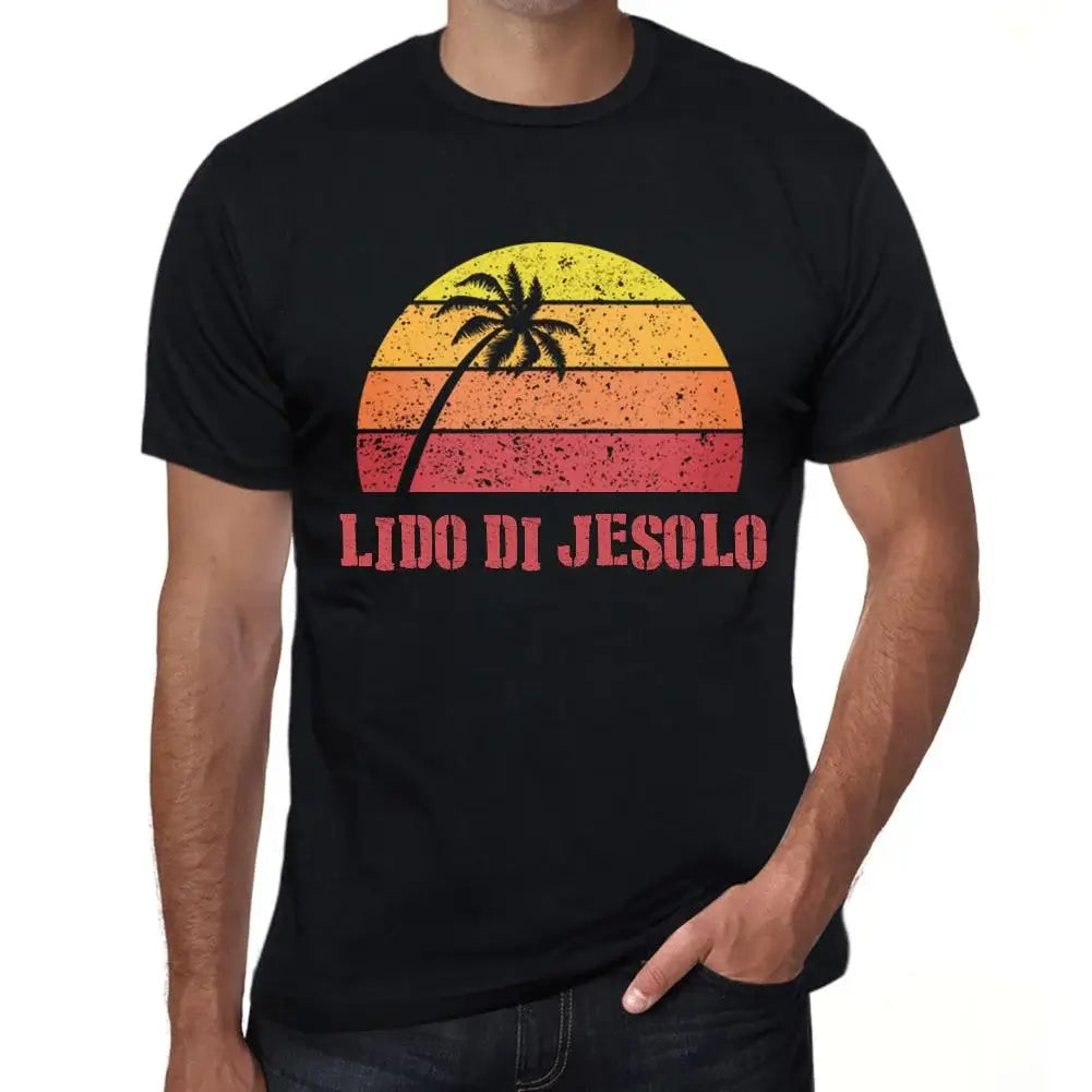 Men's Graphic T-Shirt Palm, Beach, Sunset In Lido Di Jesolo Eco-Friendly Limited Edition Short Sleeve Tee-Shirt Vintage Birthday Gift Novelty