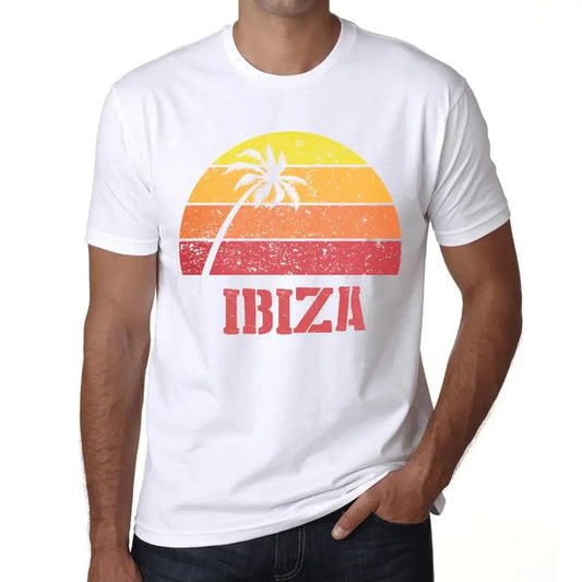 Men's Graphic T-Shirt Palm, Beach, Sunset In Ibiza Eco-Friendly Limited Edition Short Sleeve Tee-Shirt Vintage Birthday Gift Novelty