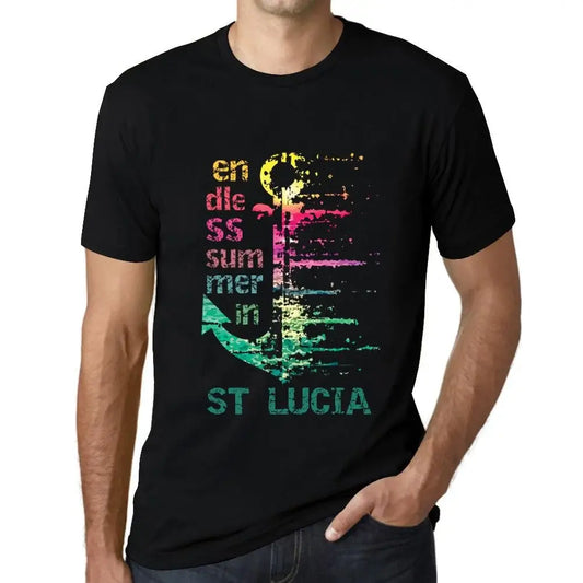 Men's Graphic T-Shirt Endless Summer In St Lucia Eco-Friendly Limited Edition Short Sleeve Tee-Shirt Vintage Birthday Gift Novelty
