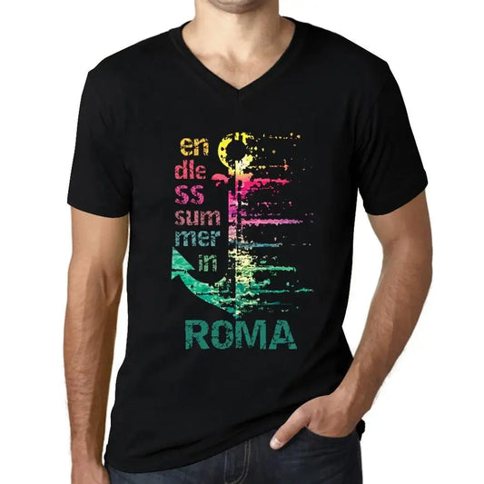 Men's Graphic T-Shirt V Neck Endless Summer In Roma Eco-Friendly Limited Edition Short Sleeve Tee-Shirt Vintage Birthday Gift Novelty