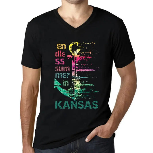 Men's Graphic T-Shirt V Neck Endless Summer In Kansas Eco-Friendly Limited Edition Short Sleeve Tee-Shirt Vintage Birthday Gift Novelty