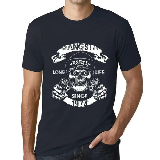 Men's Graphic T-Shirt Gangster and Rebel Long Life Since 1974 50th Birthday Anniversary 50 Year Old Gift 1974 Vintage Eco-Friendly Short Sleeve Novelty Tee