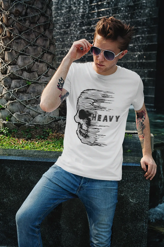 Men's Vintage Tee Shirt Graphic T shirt Anxiety Skull HEAVY Vintage White