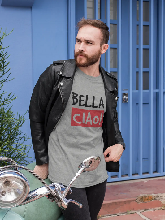 Men's Vintage Tee Shirt Graphic T shirt Bella Ciao Grey Marl