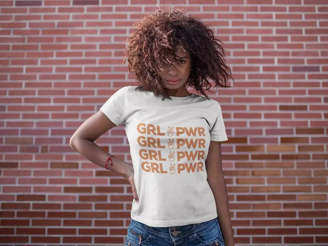 Women's Graphic T-Shirt Girl Power Peace White Round neck